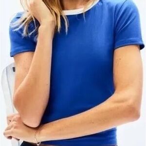 Athleta Signature Rib Crop Tee in the color Varsity Blue